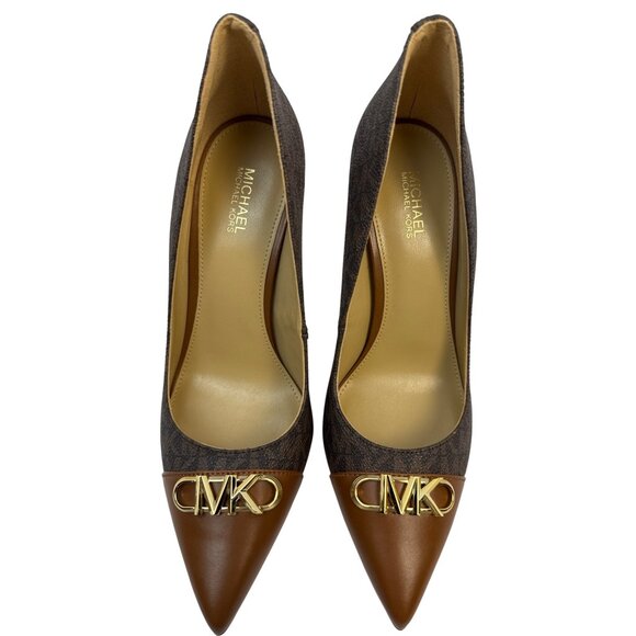Michael Kors Parker Signature Brown Gold Pump Women's 7.5 M - Picture 5 of 9
